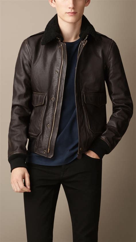 burberry mens leather bomber jacket|burberry military bomber jacket.